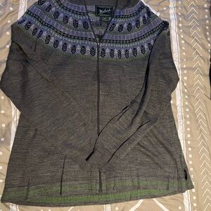 Woolrich Gray and Purple Patterned Sweater